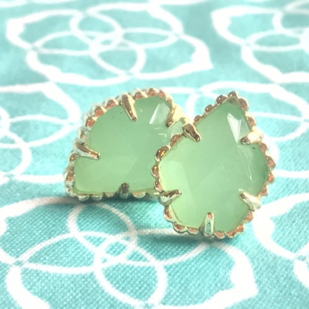 Gold Tessa Earrings with Chalcedony Stones